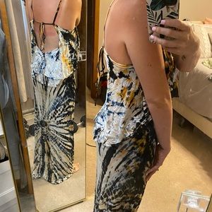 Size small, open back, tie dye maxi dress